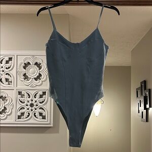 SHEIN Blue Ribbed Bodysuit